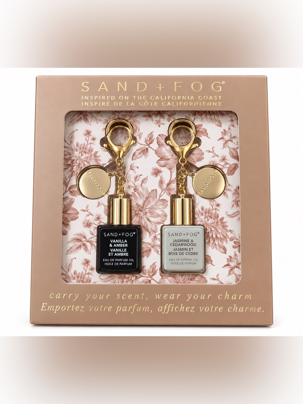Sand + Fog Women's Travel Perfume Keychain Set — Black & Cream